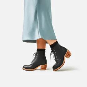 Clara Women’s Heeled Boot in Black Boundary Leather