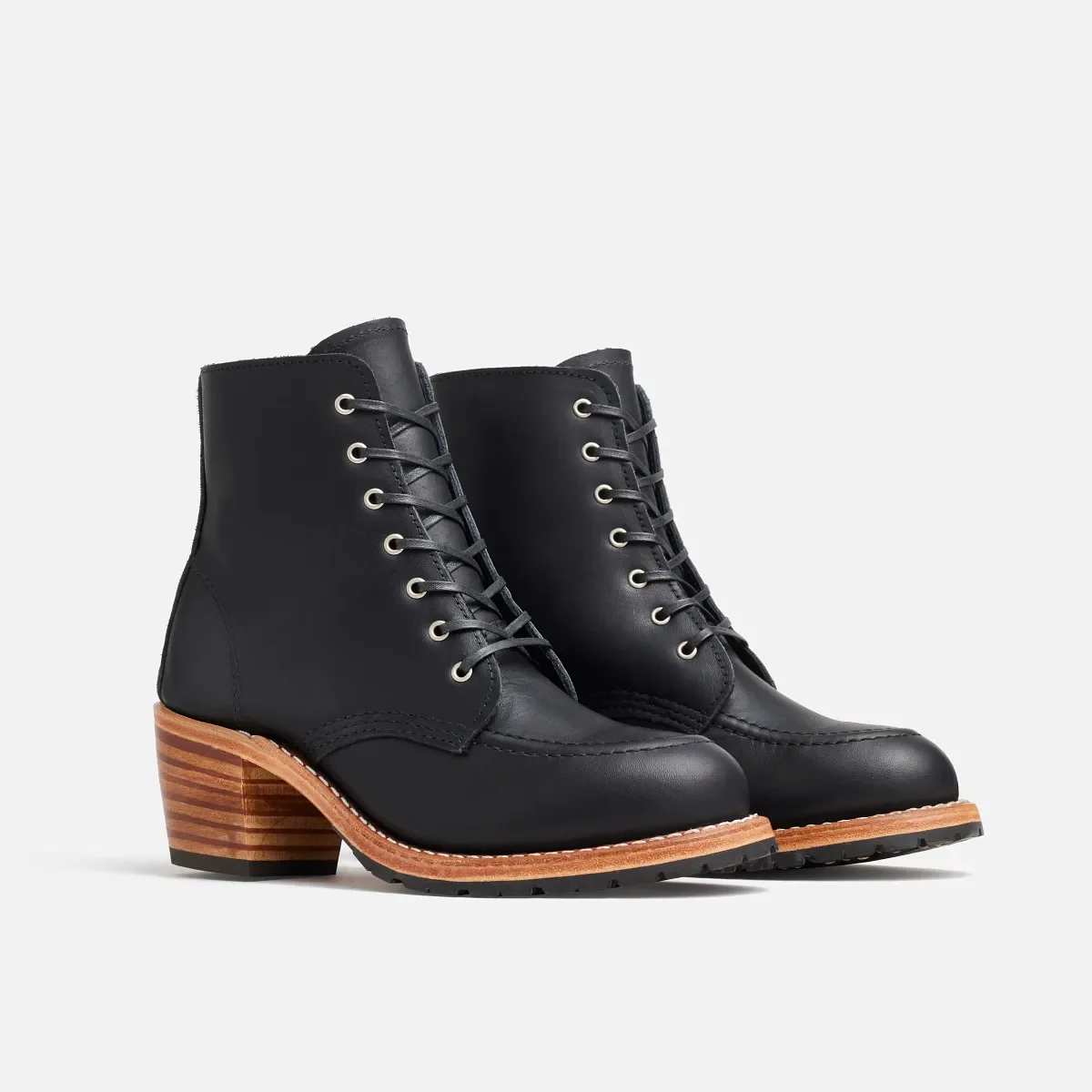 Clara Women's Heeled Boot in Black Boundary Leather
