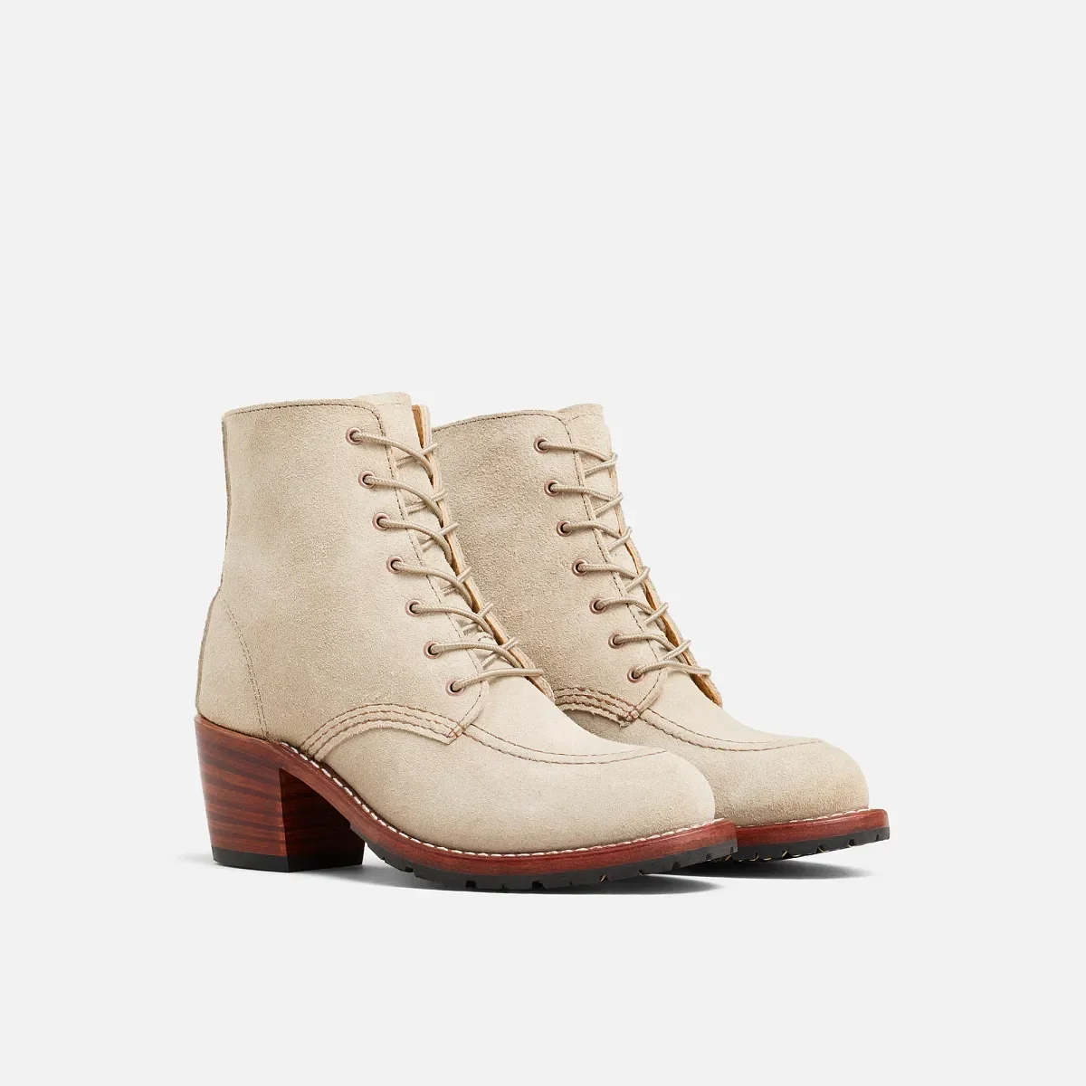 Clara Women's Heeled Boot in White Sand Mohave Leather