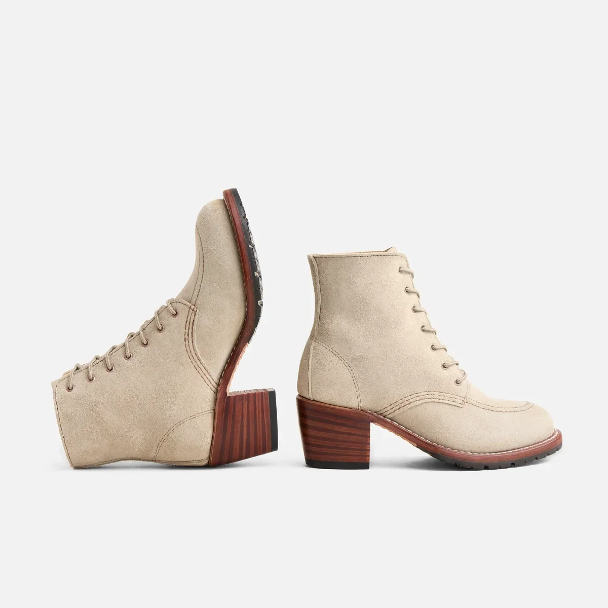 Clara Women's Heeled Boot in White Sand Mohave Leather