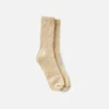 Cotton Blend Ragg Crew Unisex Cotton Blend Ragg Crew Boot Socks in Over Dyed Cream/Coffee Cotton Blend