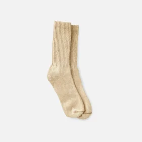 Cotton Blend Ragg Crew Unisex Cotton Blend Ragg Crew Boot Socks in Over Dyed Cream/Coffee Cotton Blend
