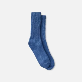 Cotton Blend Ragg Crew Unisex Cotton Blend Ragg Crew Boot Socks in Over Dyed Navy/Blue Cotton Blend