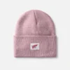 Logo Knit Beanie Hat Unisex Cuffed Beanie Hat in Pale Rose