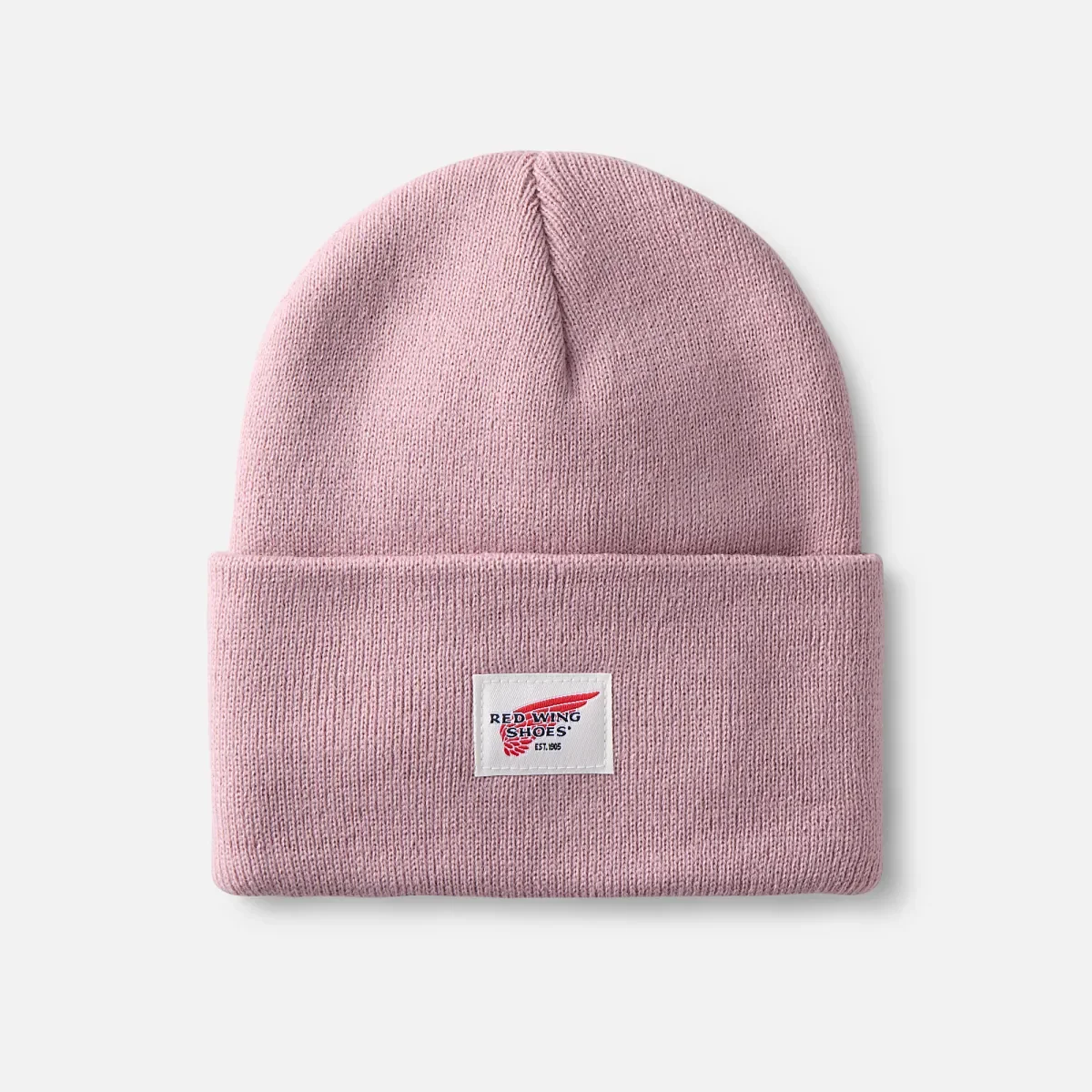 Logo Knit Beanie Hat Unisex Cuffed Beanie Hat in Pale Rose