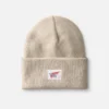 Logo Knit Beanie Hat Unisex Cuffed Beanie Hat in Stone
