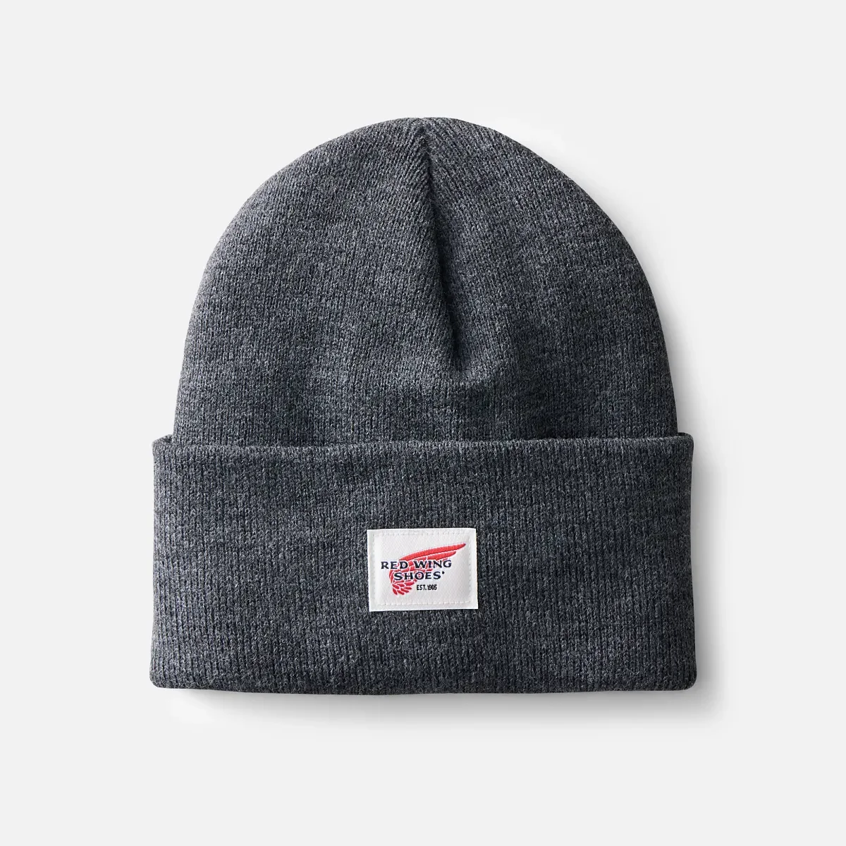 Logo Knit Beanie Hat Unisex Knit Watch Hat in Dark Gray Heather
