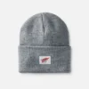 Logo Knit Beanie Hat Unisex Knit Watch Hat in Light Gray Heather