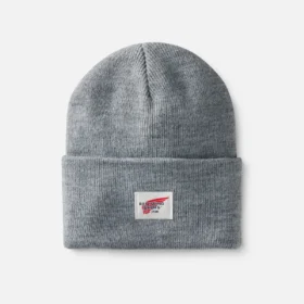 Logo Knit Beanie Hat Unisex Knit Watch Hat in Light Gray Heather