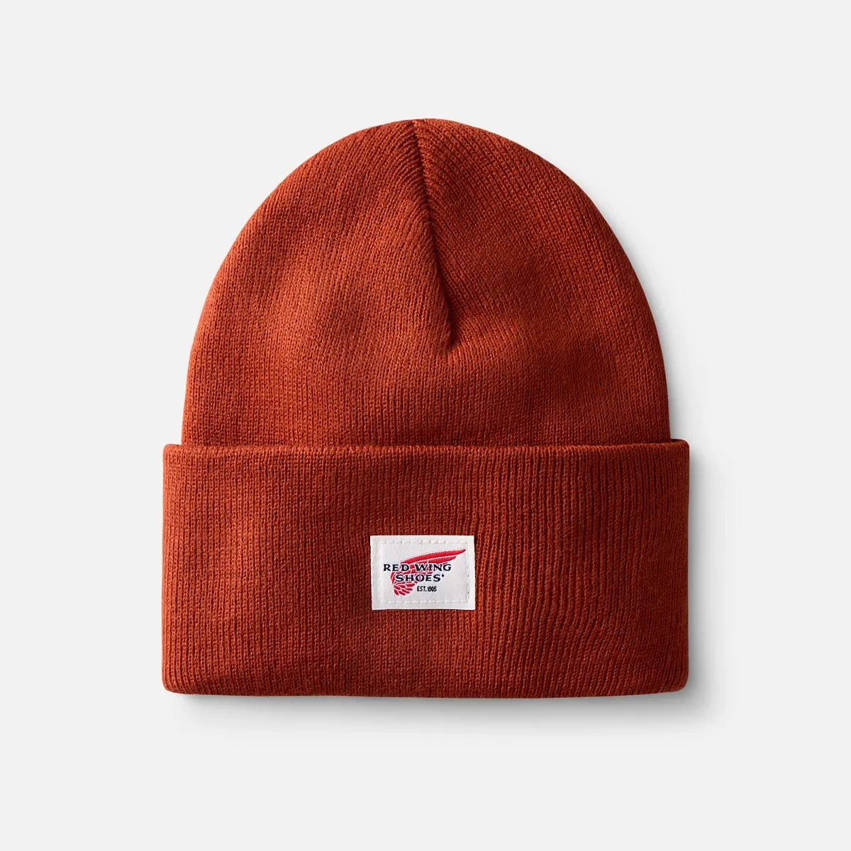 Logo Knit Beanie Hat Unisex Knit Watch Hat in Rust
