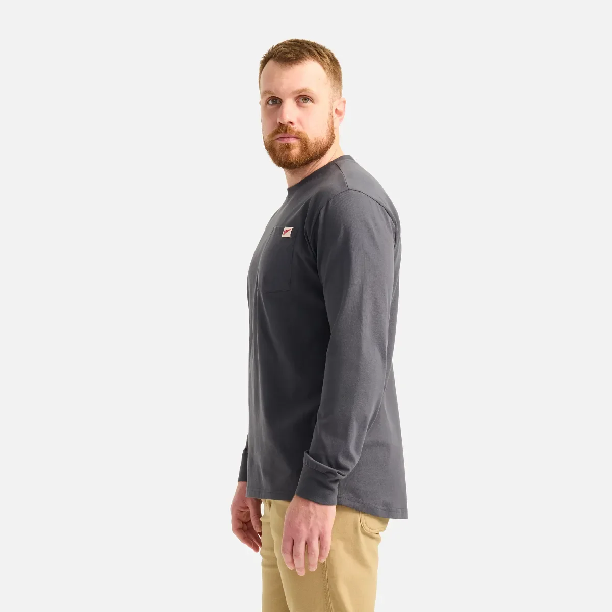 Long Sleeve Pocket T-Shirt with Sleeve Print Men's Long Sleeve T-Shirt in Asphalt