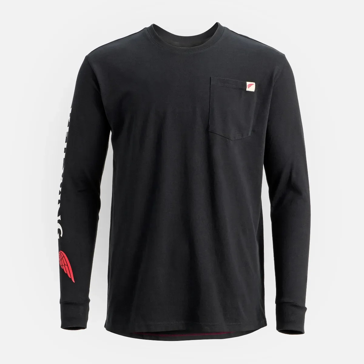 Long Sleeve Pocket T-Shirt with Sleeve Print Men's Long Sleeve T-Shirt in Black