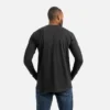 Long Sleeve Pocket T-Shirt with Sleeve Print Men's Long Sleeve T-Shirt in Black