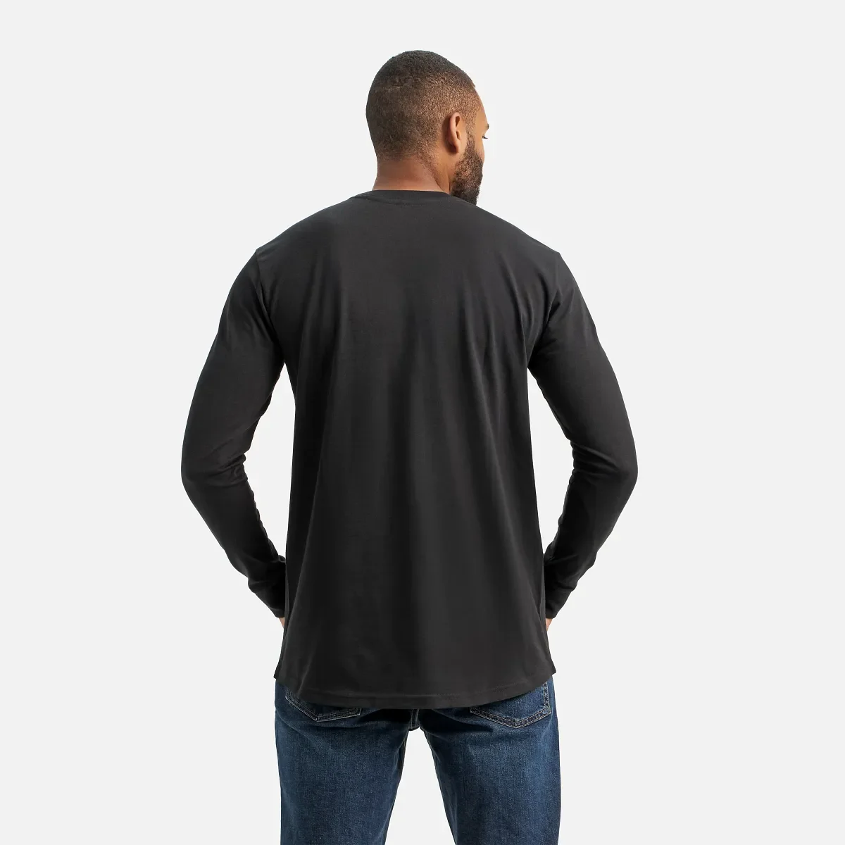 Long Sleeve Pocket T-Shirt with Sleeve Print Men's Long Sleeve T-Shirt in Black