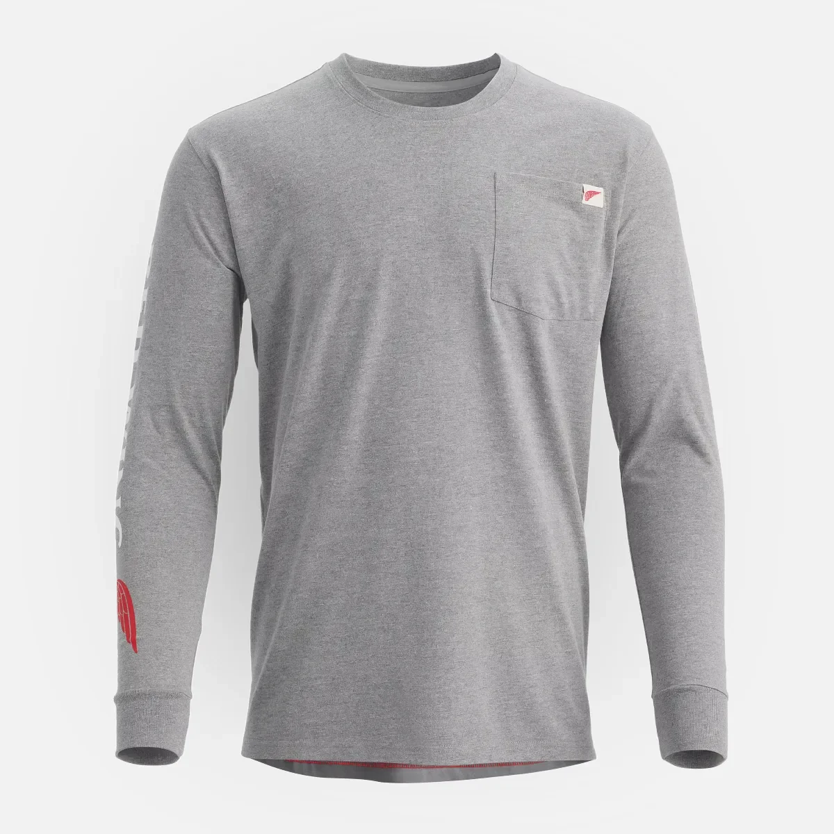 Long Sleeve Pocket T-Shirt with Sleeve Print Men's Long Sleeve T-Shirt in Heather Gray