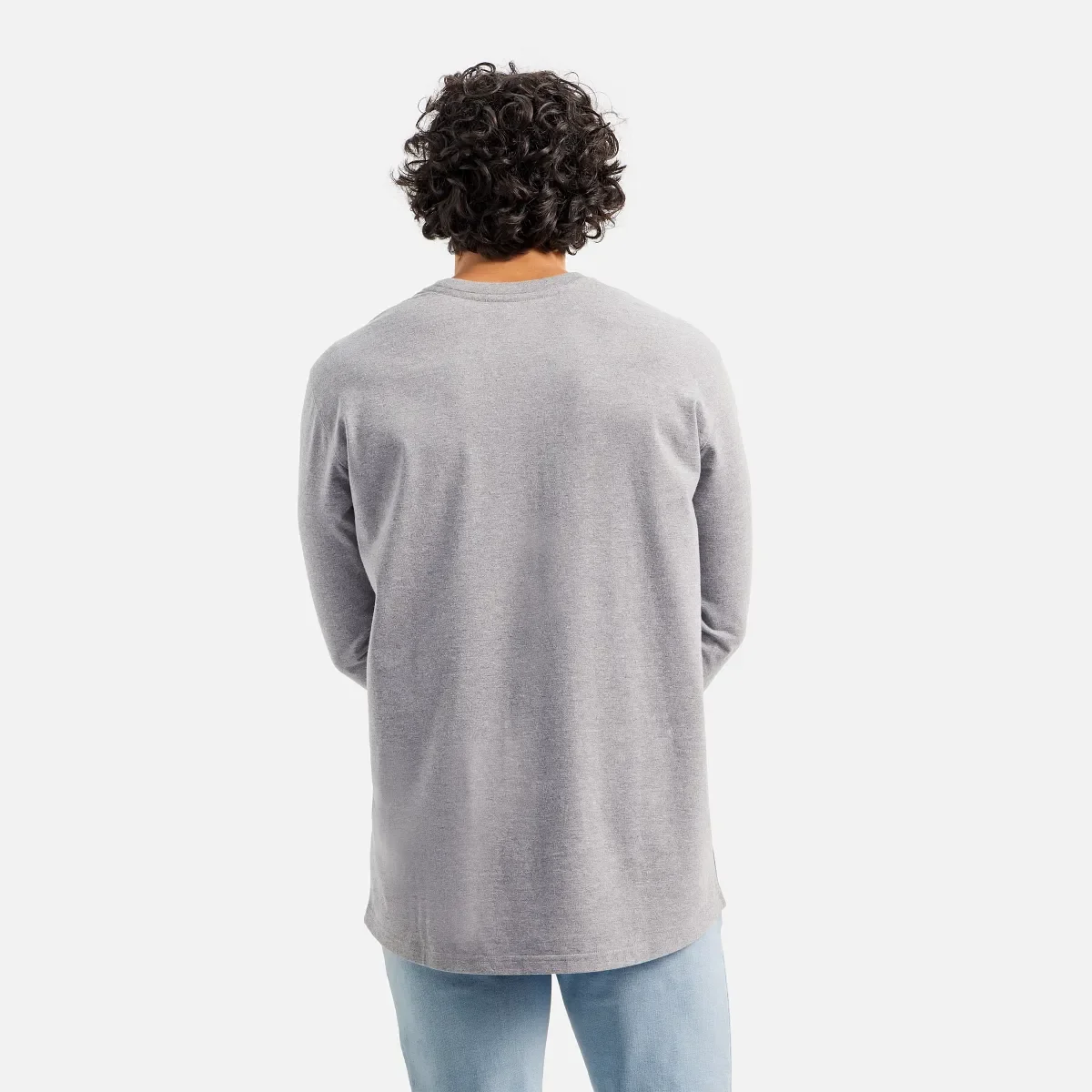 Long Sleeve Pocket T-Shirt with Sleeve Print Men's Long Sleeve T-Shirt in Heather Gray