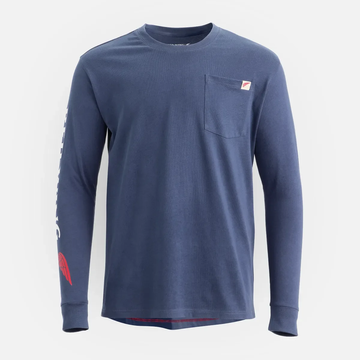 Long Sleeve Pocket T-Shirt with Sleeve Print Men's Long Sleeve T-Shirt in Navy