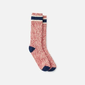 Wool Blend Ragg Crew Unisex Wool Blend Ragg Crew Socks in Red/Navy Wool Blend