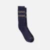 Wool Blend Striped Crew Unisex Wool Blend Striped Crew Socks in Navy/Tan